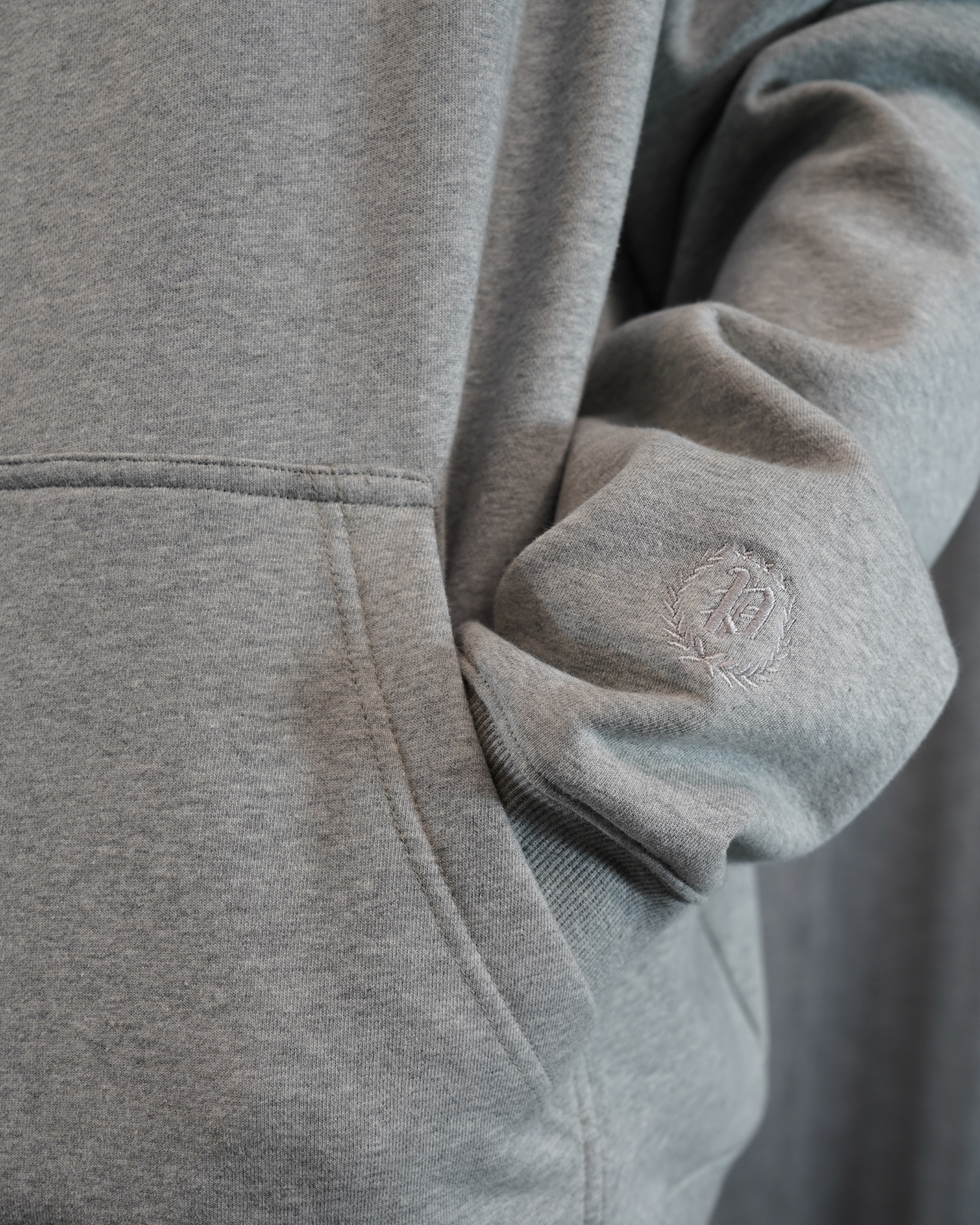 Mens Grey Heavy Fleece Hoodie