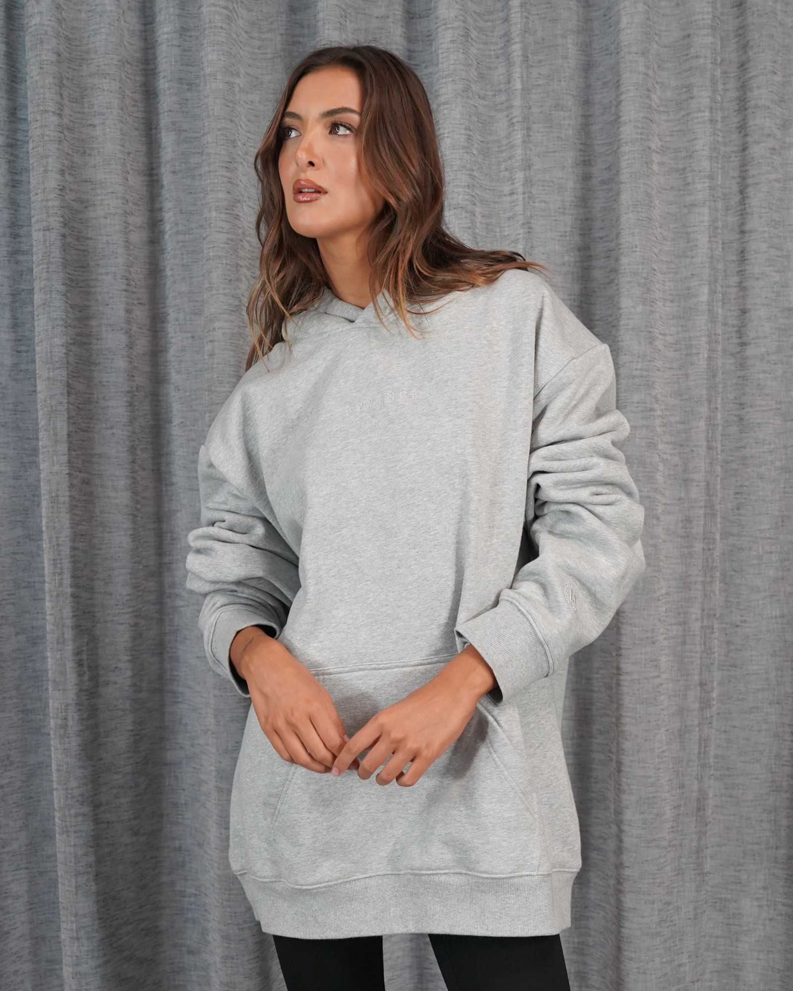 Womens Grey Heavy Fleece Hoodie