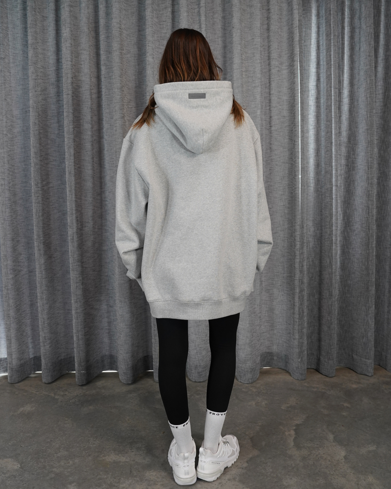 Womens Grey Heavy Fleece Hoodie