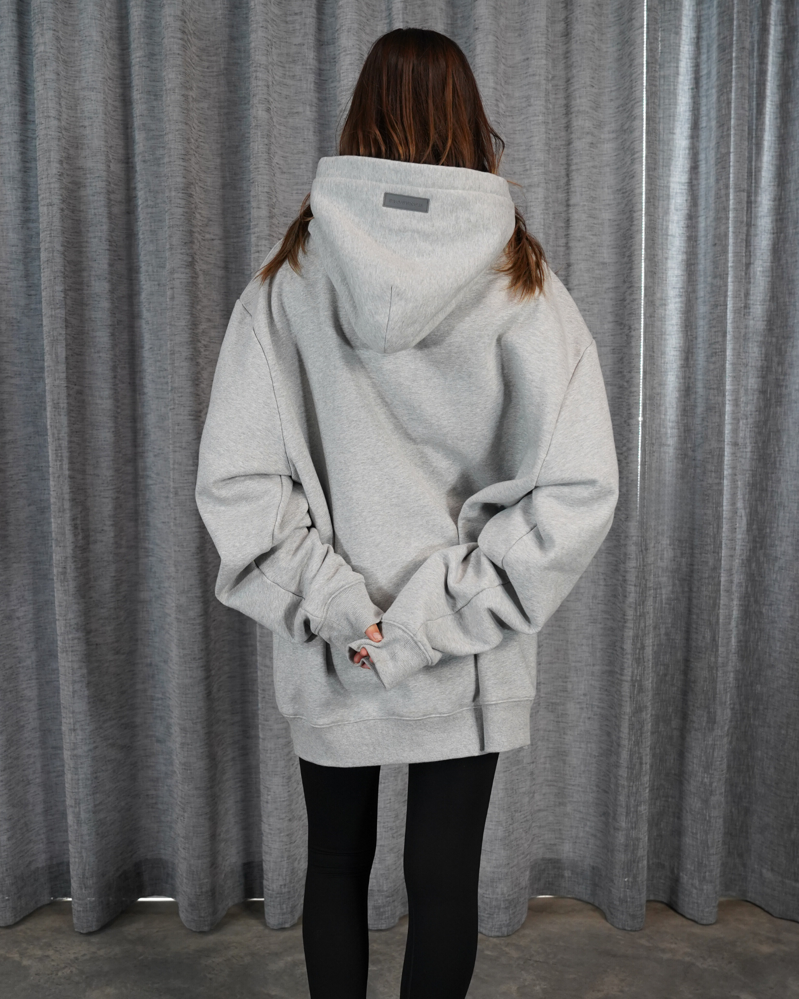 Womens Grey Heavy Fleece Hoodie