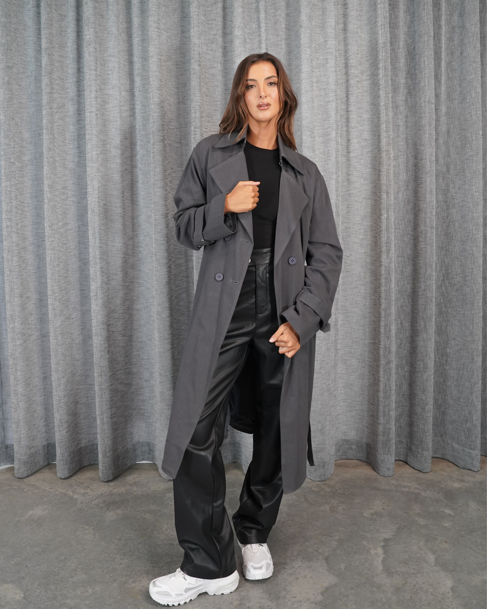 Womens Grey Trench Coat