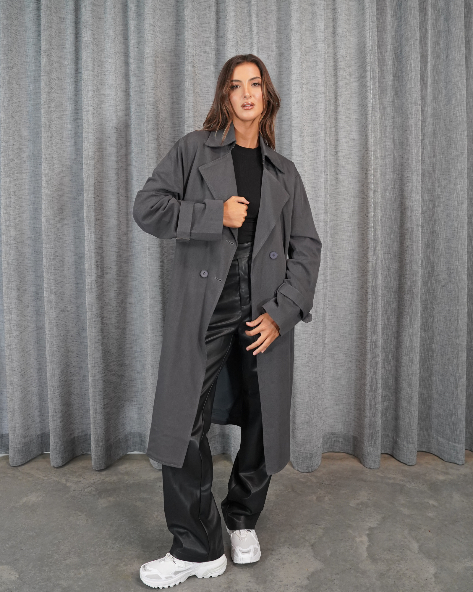 Womens Grey Trench Coat