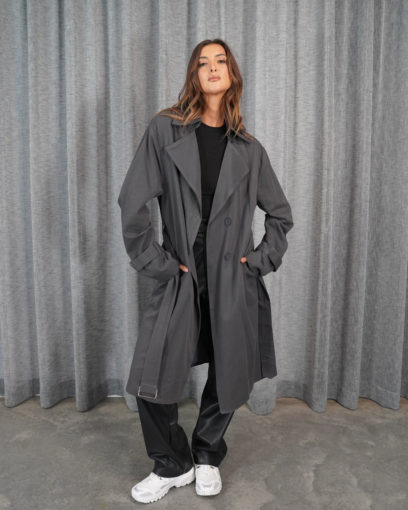 Womens Grey Trench Coat