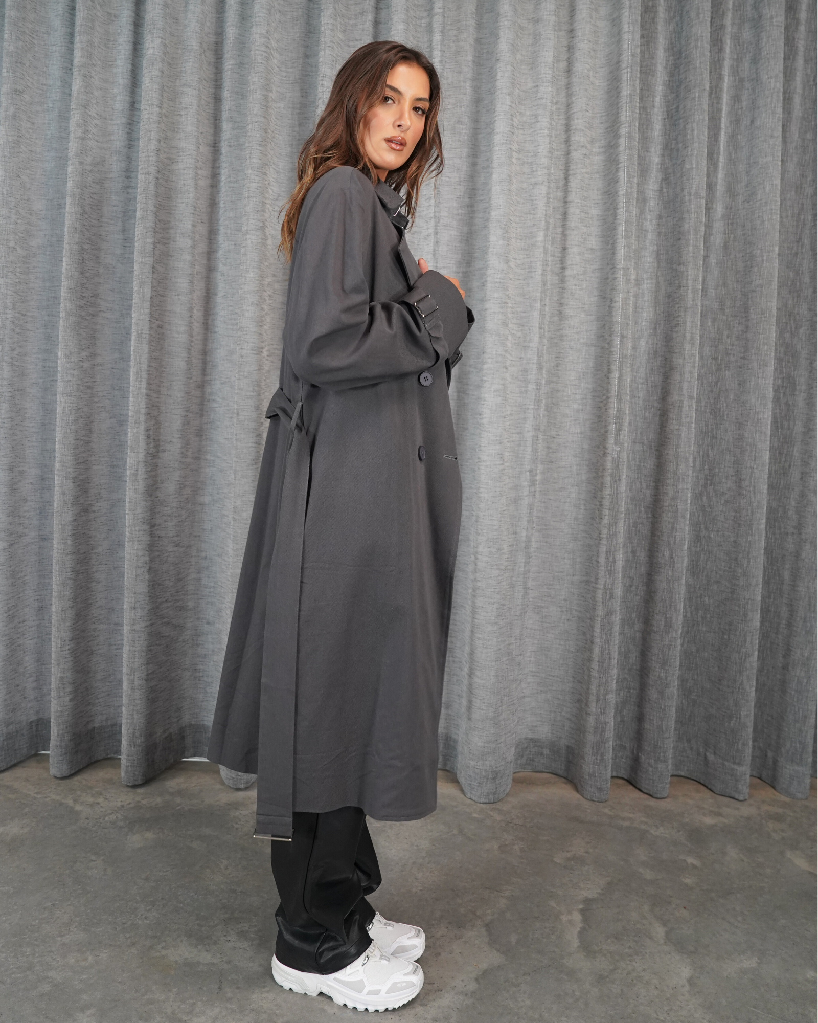 Womens Grey Trench Coat