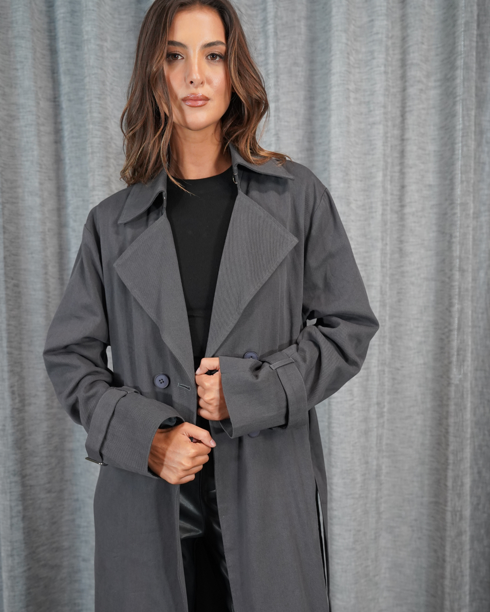 Womens Grey Trench Coat