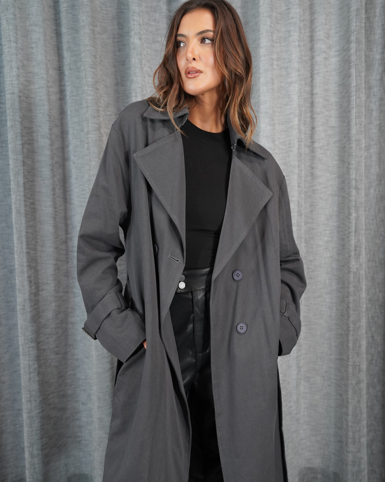 Womens Grey Trench Coat