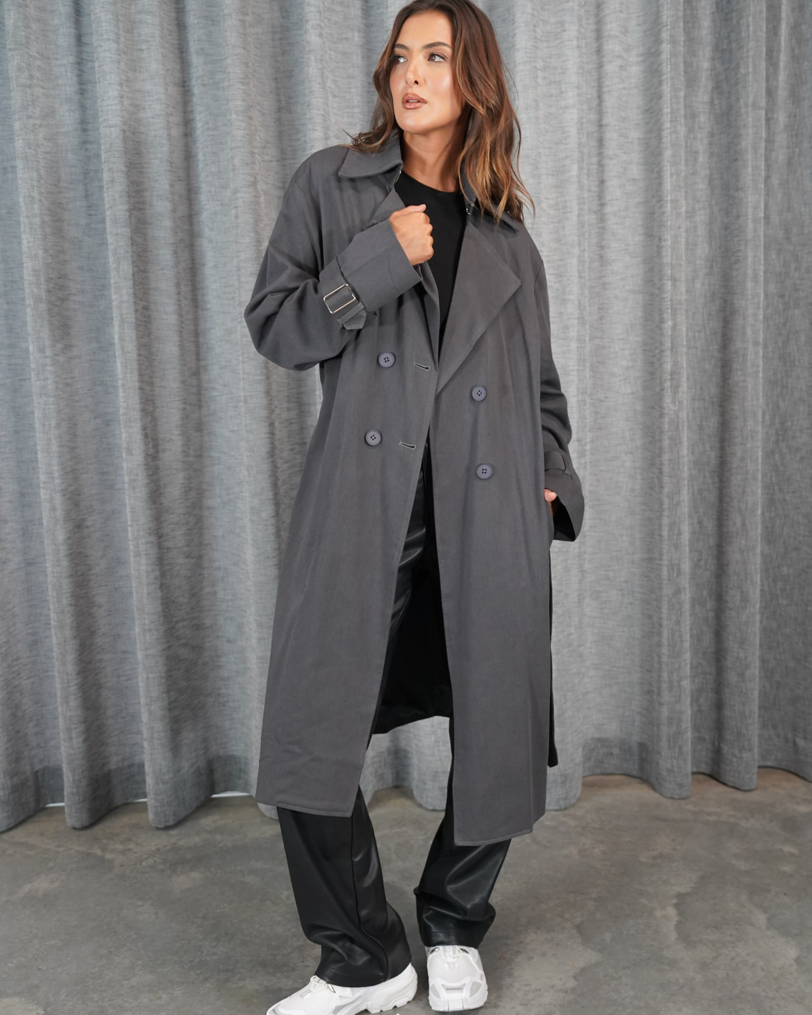 Womens Grey Trench Coat