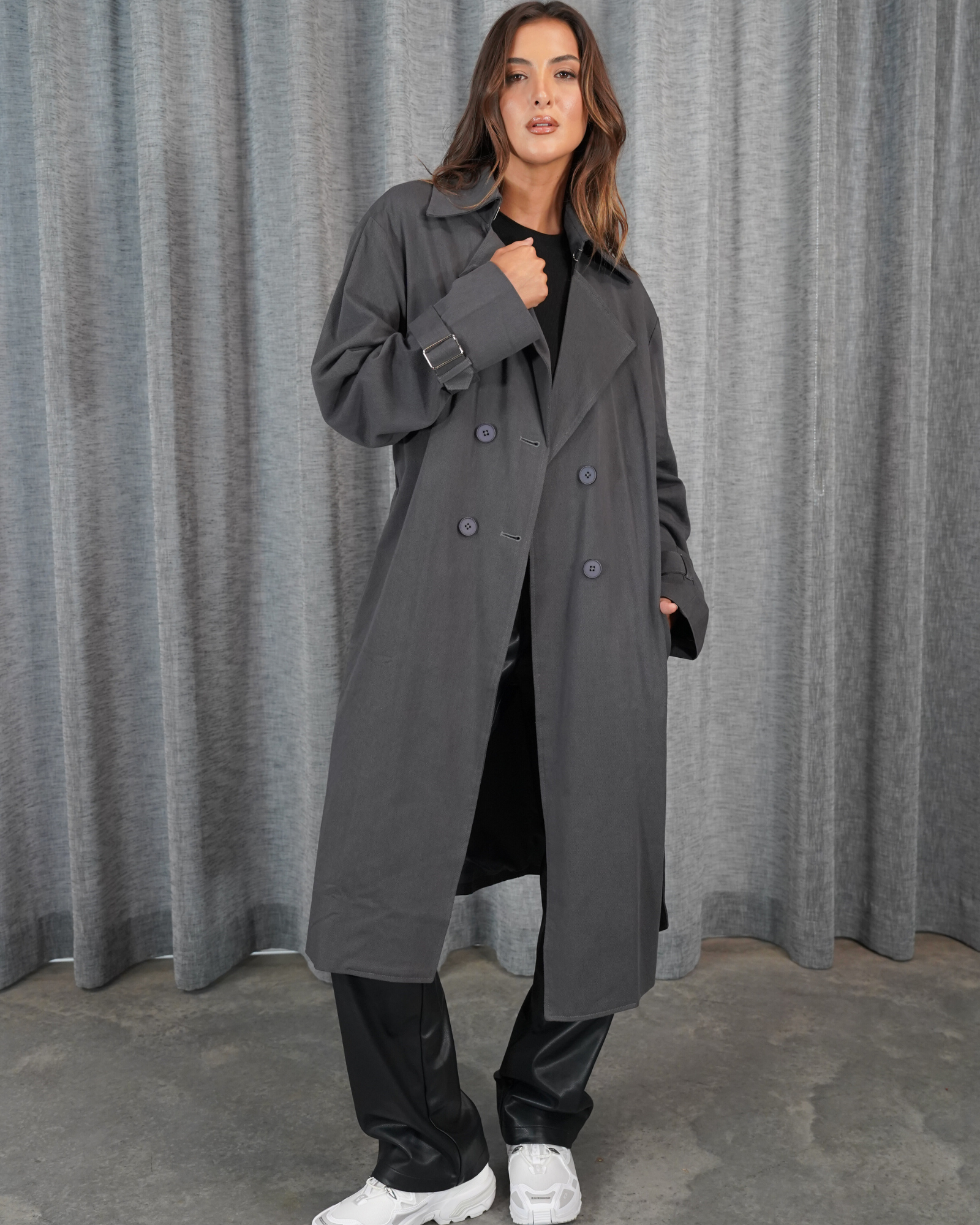 Womens Grey Trench Coat