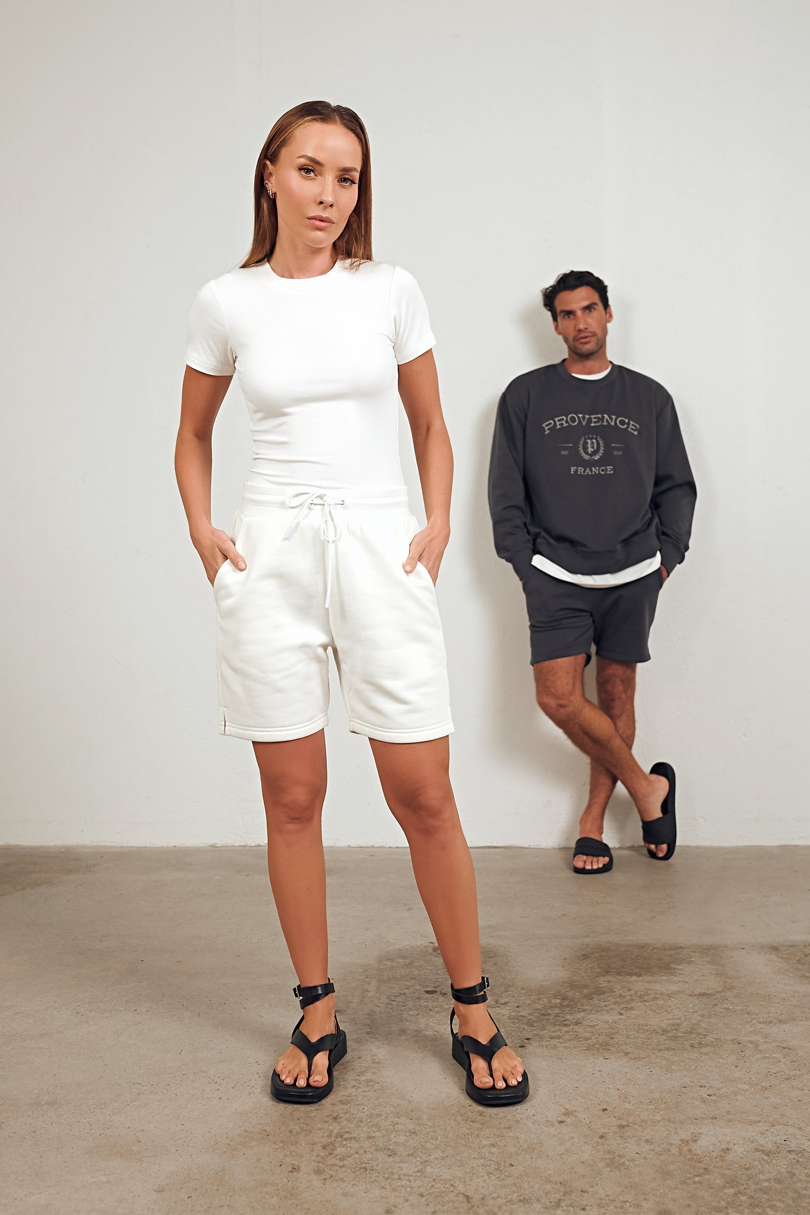 Two Pack Off White Heavy Fleece Short Unisex