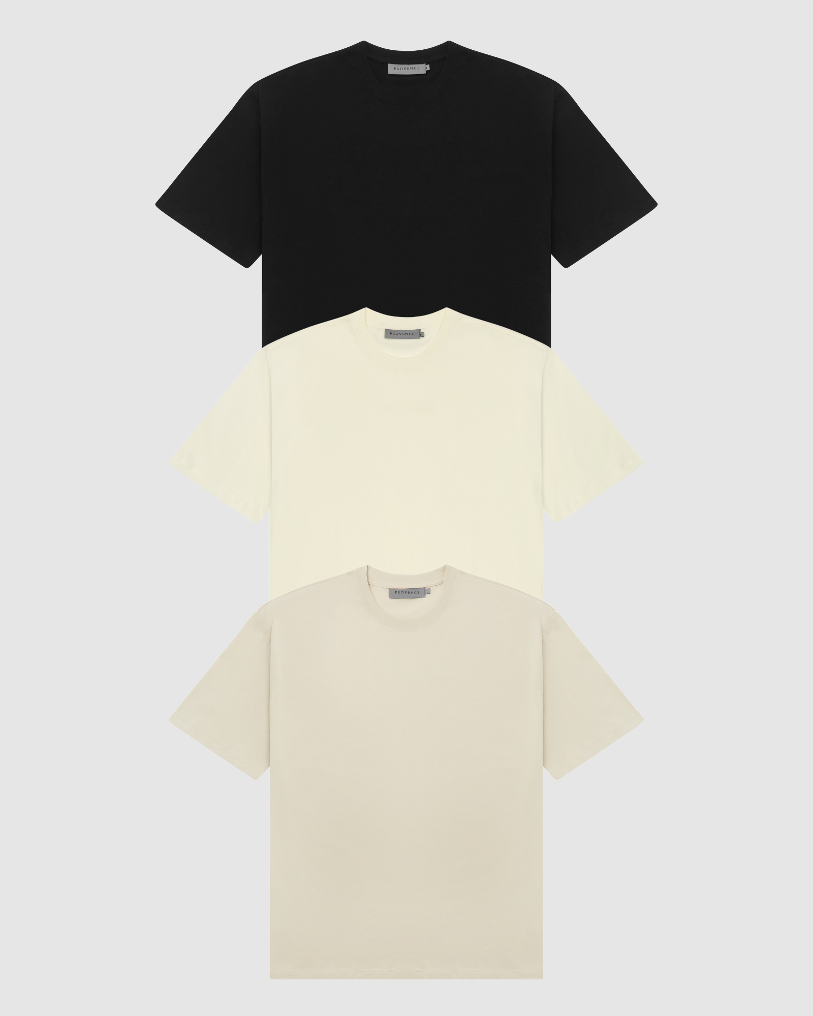 Three Pack Basic T-Shirt Black/Beige/Off White