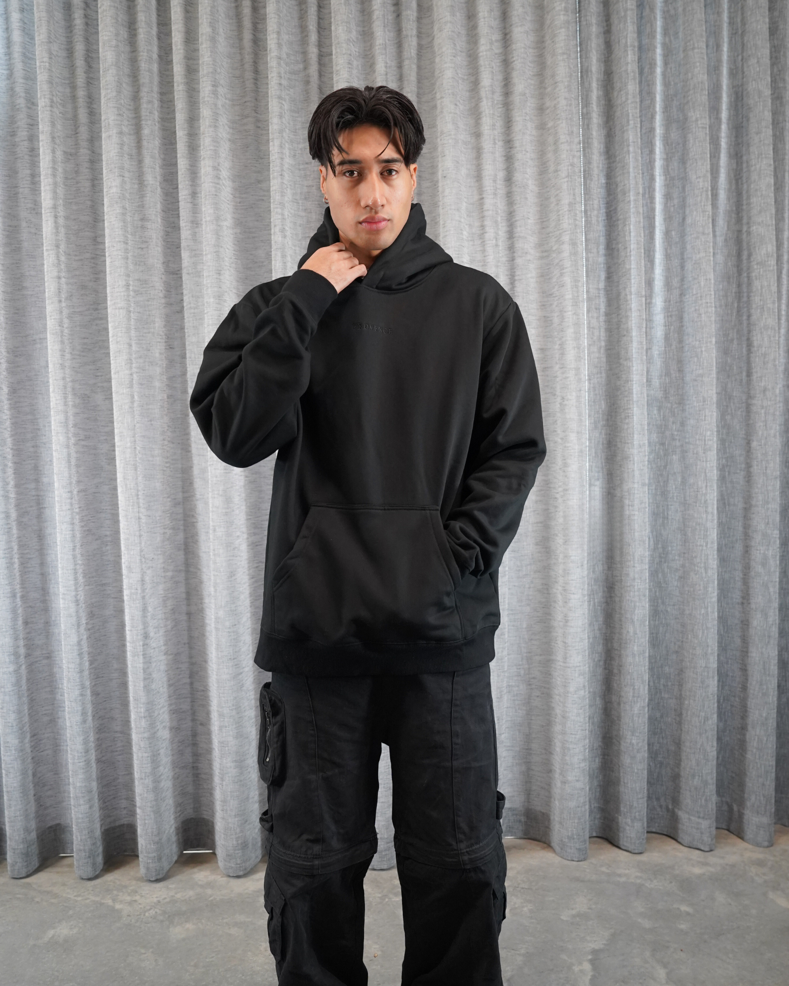 Mens Black Heavy Fleece Hoodie