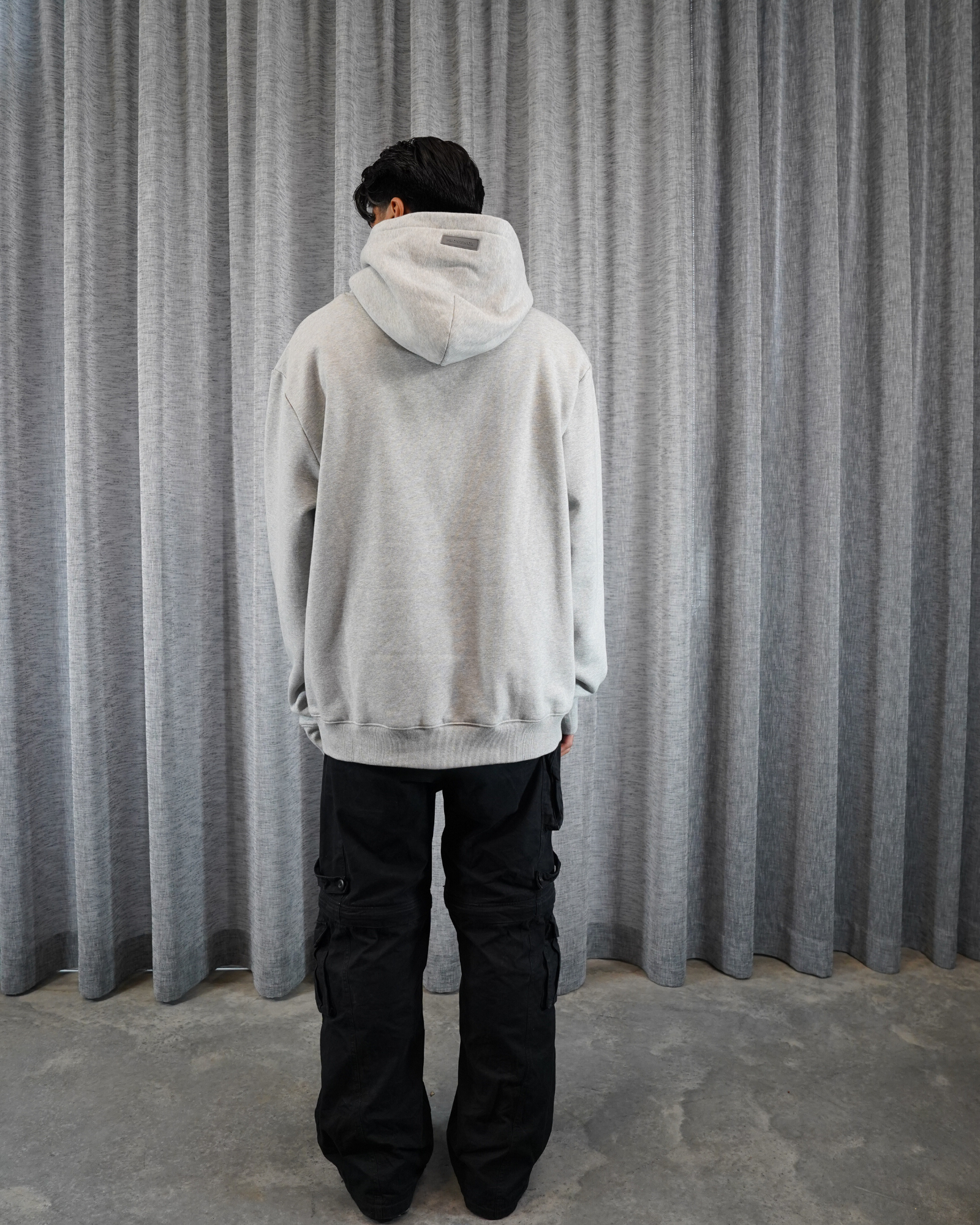 Mens Grey Heavy Fleece Hoodie