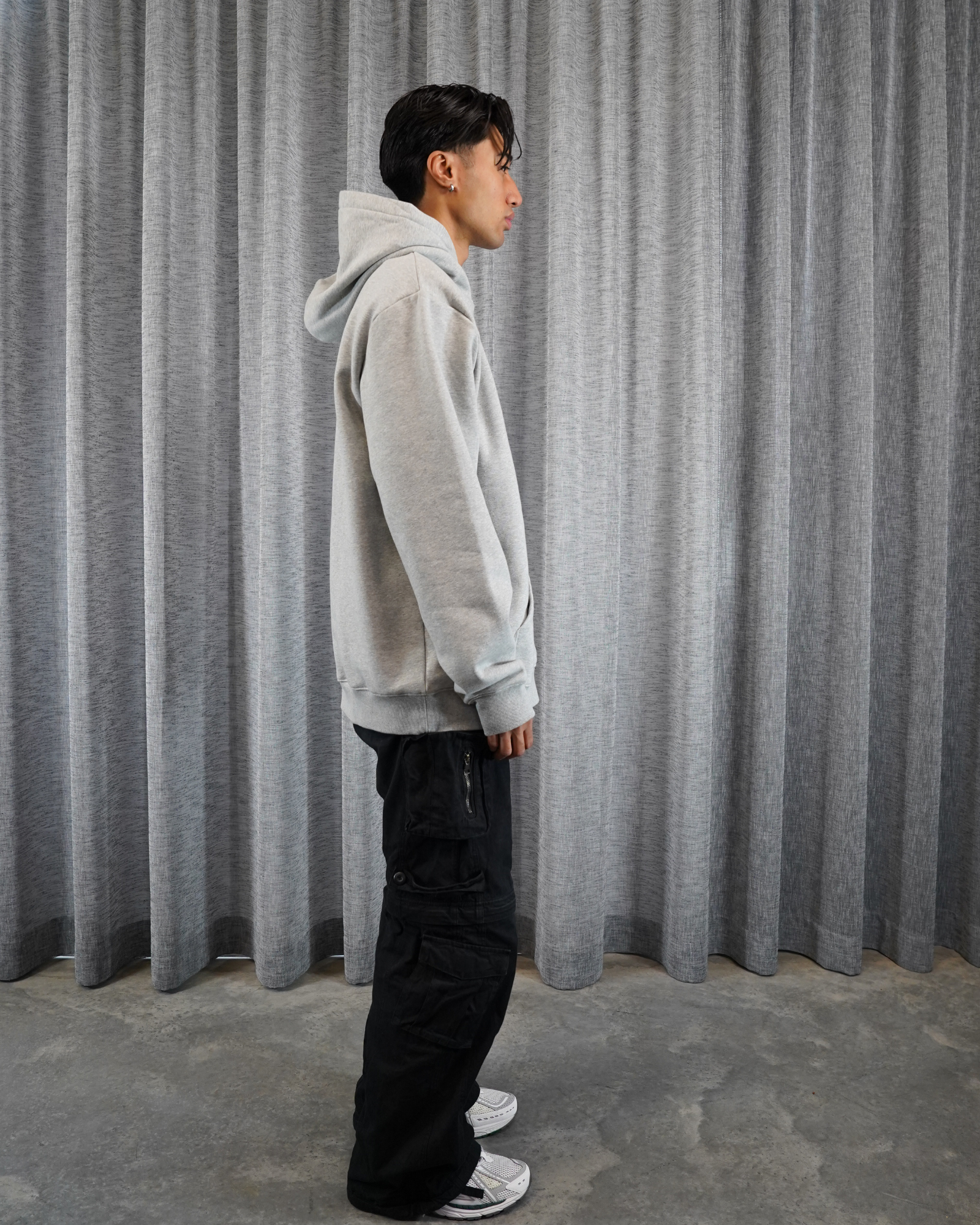 Mens Grey Heavy Fleece Hoodie