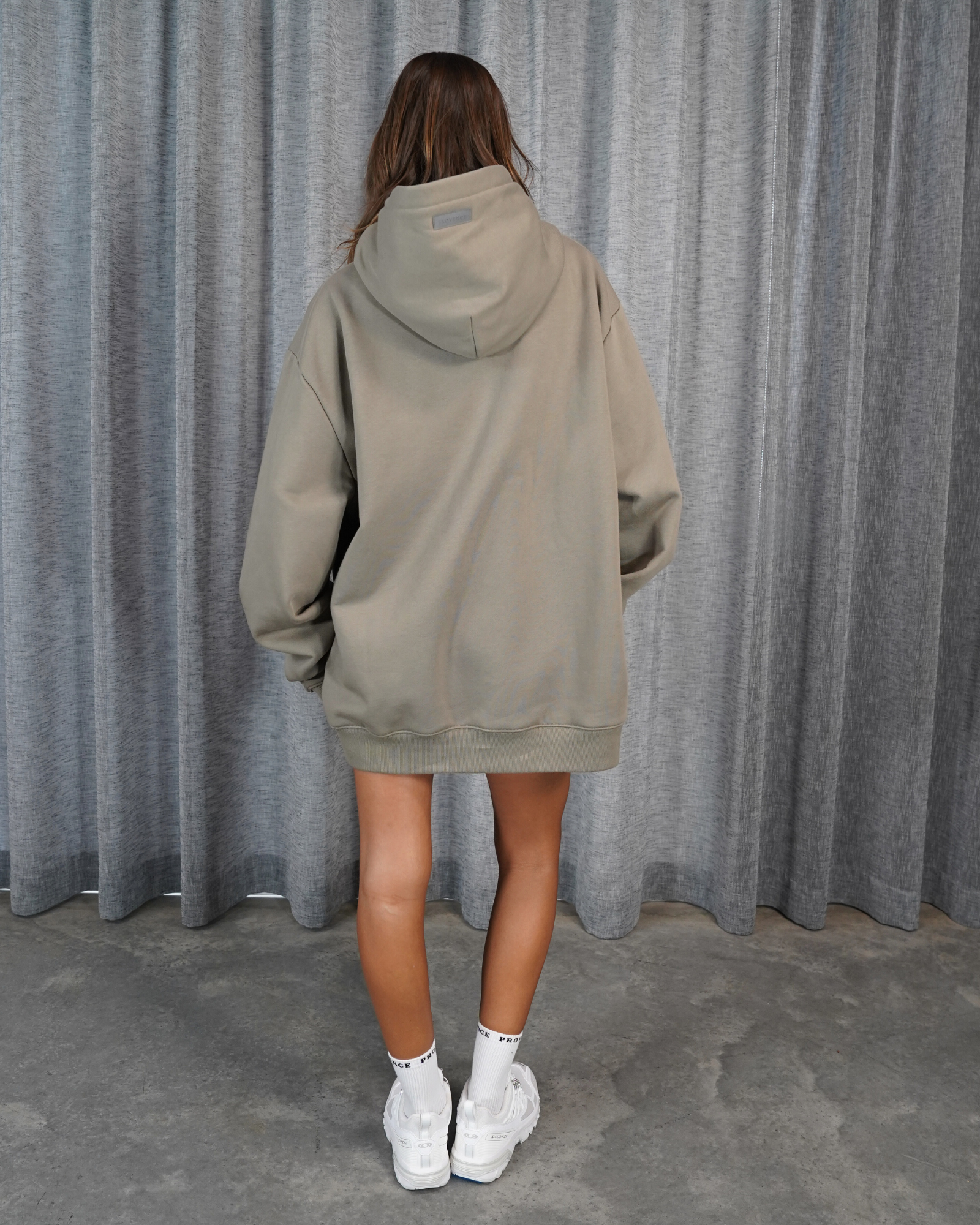 Womens Khaki Heavy Fleece Hoodie