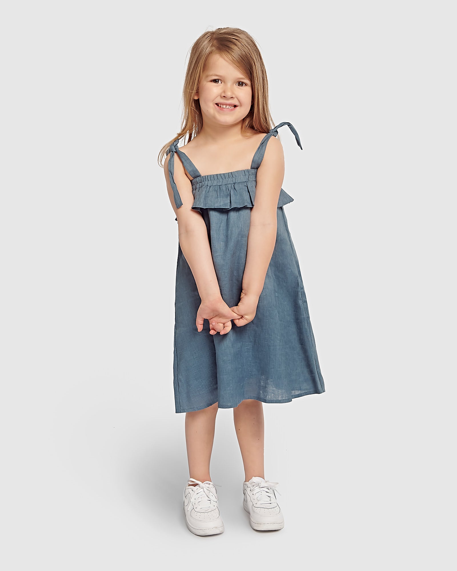 Kids Linen Frill Mini Dress