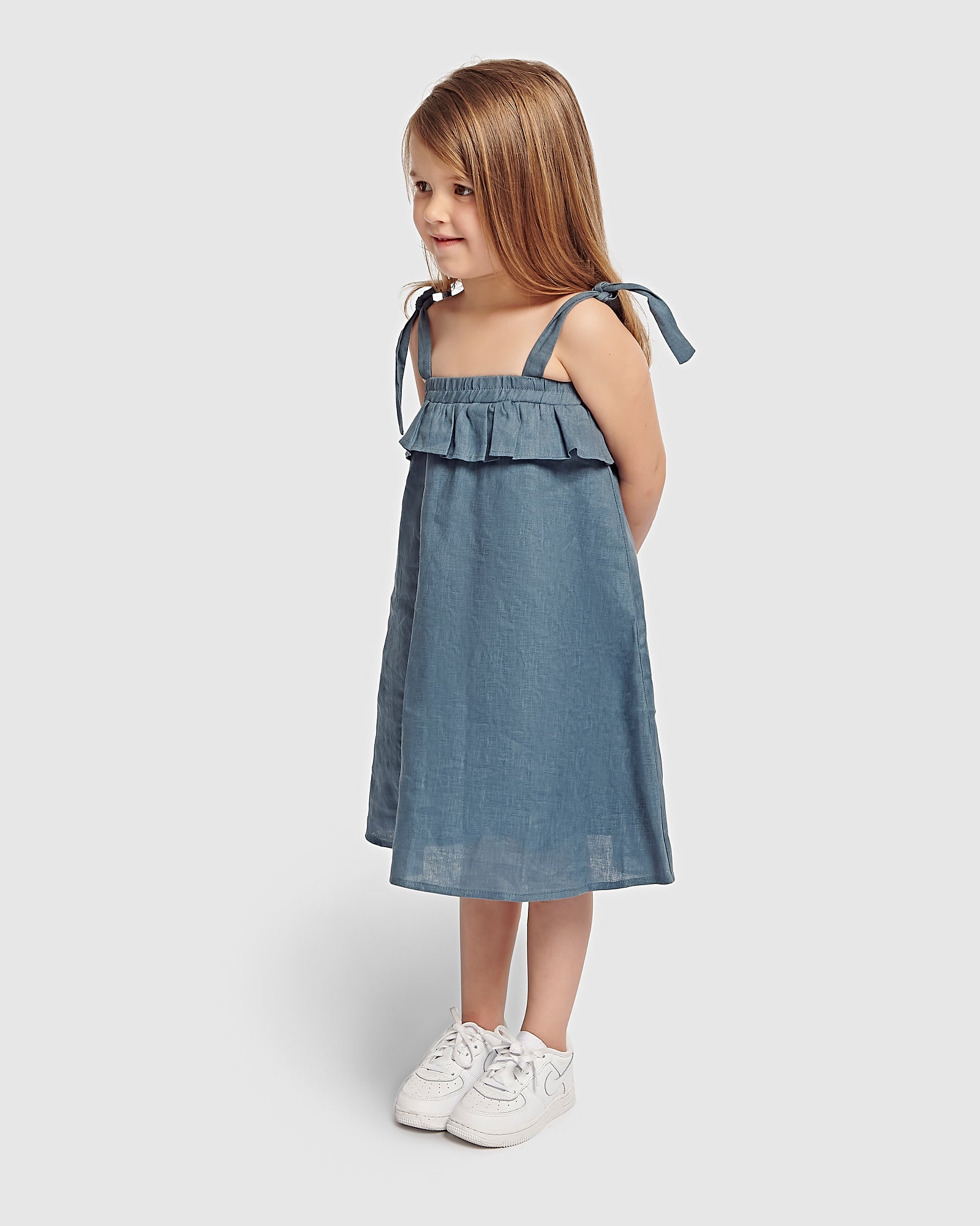 Kids Linen Frill Mini Dress