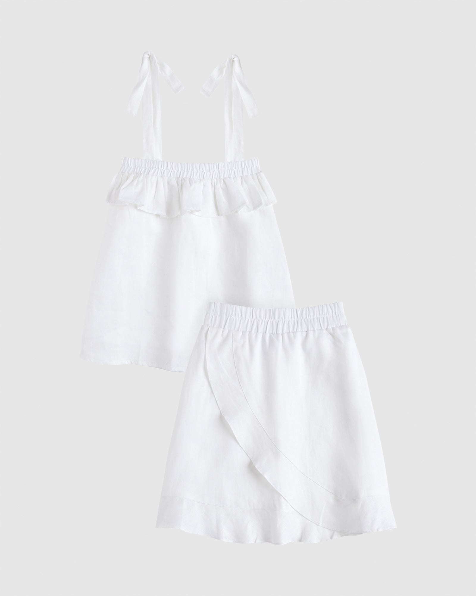 Kids Linen Cami & Skirt Two Piece Set